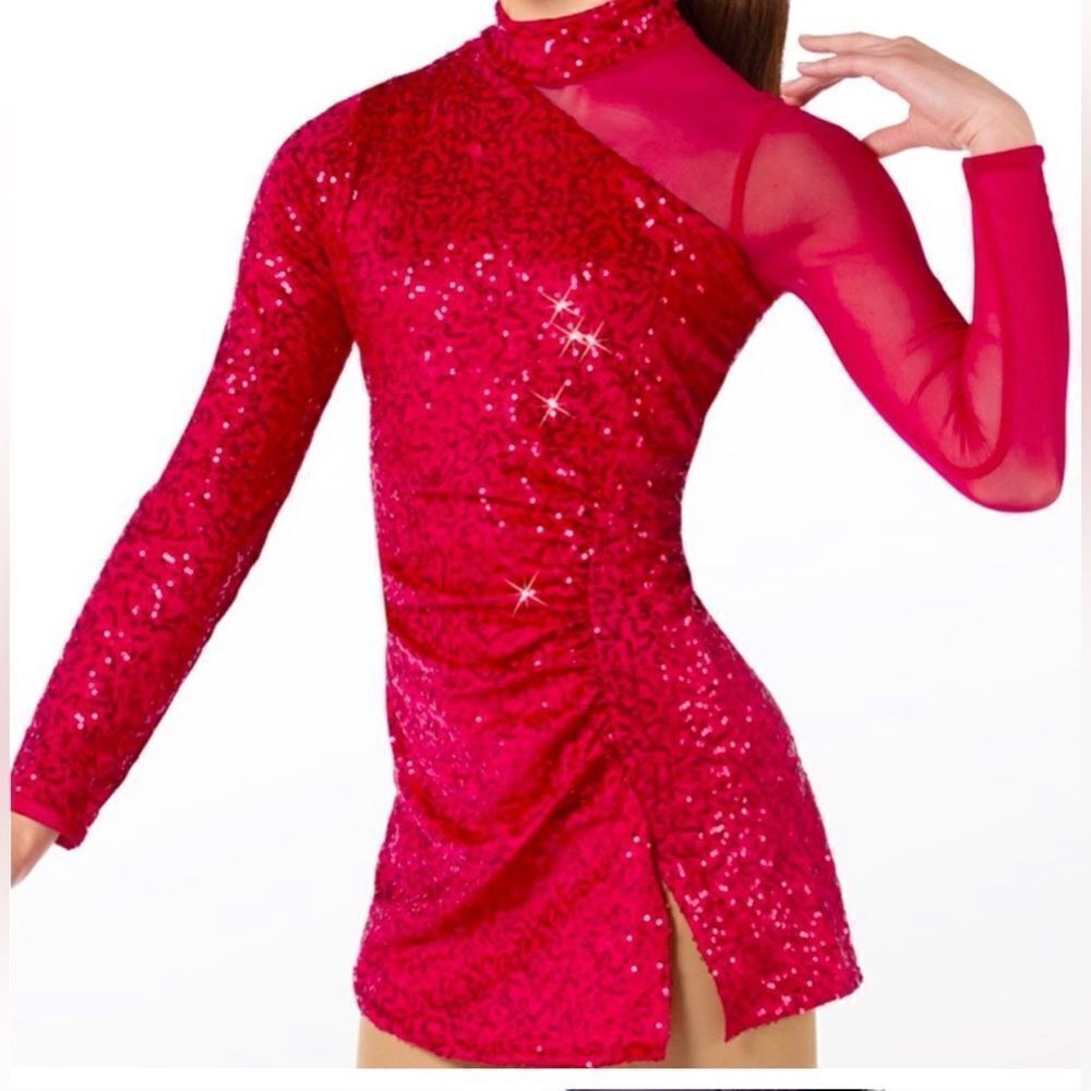 Weissman Dance dress red sequin costume Me Against The Music 12192 Child MC